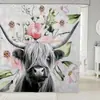 Cortina de Ducha para Baño con Divertido Diseño de Ratón y Espiga de Trigo, Cortina de Ducha Espesa de Poliéster con Impresión Digital, Diseño Personalizado Disponible