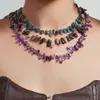 Processamento Personalizado de Pedras Naturais Coloridas Colares de Contas Artesanais para Mulheres, Moda Transfronteiriça Europeia e Americana, Acessórios de Pescoço Personalizados de Alta Qualidade