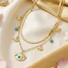 Moda Europea y Americana Chapado en Oro de 18 Quilates Oro Genuino Venta Caliente Transfronteriza Turquesa Ojo Maligno Acero Inoxidable Collar para Mujeres, Lujo Ligero