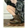 Botas Martin de Plataforma para Mujer Otoño Nuevo Estilo Maillard Vaquero Occidental Botas de Caballero Retro Adelgazantes Botines Acordonados