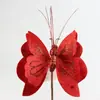 Adornos de mariposas navideñas para comercio exterior transfronterizo, decoraciones para árboles de Navidad, arreglos florales de tela, adornos decorativos, mariposas artificiales al por mayor