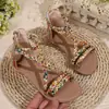 Sandálias de novo estilo para meninas, sapatos casuais de bebê estilo étnico, sapatos de praia trançados infantis, sandálias respiráveis para atacado com dropshipping
