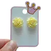 Novedad Pendientes de Clip de Rosa para Niños, Sin Dolor, Estilo Dulce y Fresco, Flores Pequeñas en Forma de Corazón, Pendientes de Clip Multicolor para Niñas