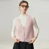 Amor hasta la médula~ Chaleco de cachemira para mujer otoño e invierno cuello en V encaje moda temperamento suéter de punto casual sin mangas