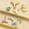 Europeu e Americano gota de óleo borboleta amor cobre zircônia pulseira diy pingente feminino cauda de sereia pingente de colar acessórios de joias
