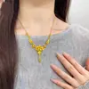 Loja de Ouro Mesmo Estilo Areia Dourada Flor de Três Vidas Colar com Franjas Flor da Felicidade Flor de Casamento Conjunto Corrente Moda Exquisita Presente para Namorada