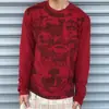 Camiseta de manga larga con estampado de personaje de temática oscura para hombre, cuello redondo casual, primavera/otoño, estilo hip-hop INS, algodón puro, corte holgado