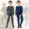 Roupa Térmica Infantil Macacão com Pelúcia Roupa de Treino Basquete Futebol Esportes Secagem Rápida Base Manga Longa Venda Quente Transfronteiriça