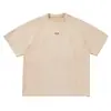 Camiseta Masculina de Camurça Texturizada Manga Curta 26 Verão Design de Costura Dividida Retro Americano Camiseta Solta para Casal Q