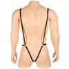 Ropa interior sexy Yezimei Amazon tanga europeo y americano para hombre negro imitación charol PU sexy body de una pieza con tirantes pantalones T