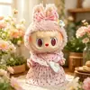 Muñeca de Peluche de Vinilo Labubu de 38 cm Ropa Vestido Rosa de Corazón de Verano Bolso Cruzado Morado de Corazón Conjunto de Vestido de Tul