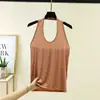 Camisole modal com gola halter para mulheres, novo design de verão, camisa base estilosa, top casual elástico plus size