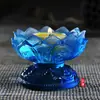 Suprimentos Budistas de Vidro Suporte para Vela Lâmpada de Lótus Fábrica de Vidro Liuli de Shenzhen Lâmpada de Vidro Lâmpada de Vidro Sete Cores