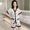 2025 Pijama Nuevo de Seda de Hielo para Mujer Verano Manga Corta Shorts de Gama Alta Talla Grande Conjunto de Verano para Estar en Casa
