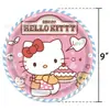 Novo Desenho Animado Rosa Gato Hellokitty Decoração de Festa de Aniversário Prato de Papel Toalha Bandeira Utensílios de Mesa Suprimentos Arranjo