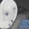 Aretes Hélice Hueso del Oído Colgante Copo de Nieve Cruz Azul Acero de Titanio Aro de Oreja Cruzado en forma de U Apilados con Aretes Azules Dobles de Nicho para Mujer