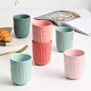 Caneca de Cerâmica sem Alça, Xícara de Café Estilo Nórdico, Cor Sólida com Linhas Diagonais em Relevo, Design Minimalista