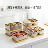 Juego de Cajas de Almacenamiento para Refrigerador Transfronterizas, Platos para Preparación de Comidas Reductores de Grasa, Juego de 4 Piezas, Aptos para Microondas, Lonchera Compartimentada de Acero Inoxidable 304