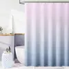 Cortina de ducha transfronteriza con diseño de ola de mar color lila degradado, impresa digitalmente, cortina divisoria impermeable y a prueba de moho para baño