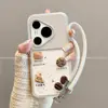 Aplicable a la funda nueva Huawei pura90 a prueba de caídas para mujer 80ultra protección de borde completo café pizza oso pequeño