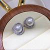 Aretes de Plata Esterlina S925 Luna Púrpura Elemento Nido de Pájaro Flor Ala Aretes de Perla de Agua Dulce Tianran de Partícula Grande