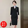 Atuendo de negocios elegante y moderno para recepción de conferencia, salón de belleza y ropa de trabajo de belleza médica, vestido profesional de otoño para mujer con mangas de longitud media