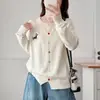 Especial 100kg Novo Estilo Primavera para Meninas Plus Size: Cardigan de Tricô com Bordado de Cachorrinho Colorido e Botão Colorido 9868