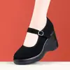 Zapatos de Tacón de Cuña para Mujer con Suelas Gruesas, Nuevo Modelo Otoño 2026, Zapatos Cómodos de Tela con Suela Suave para Mujeres de Mediana Edad y Mayores, Adecuados para Madres y Trabajo en Hoteles