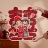 Adesivos de Caracteres de Celebração de Casamento Felicidade Dupla para Decoração de Porta de Entrada, Adesivos de Janela, Adesivos de Felicidade Dupla para Quarto de Casamento, Quarto, Decoração de Desenho Animado para Casamento