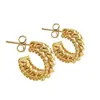Moda Europea y Americana Pendientes Pequeños de Encaje Retorcido Estilo Chanel en Forma de C Pendientes Versátiles Nicho Gama Alta Lujo Ligero Pendientes de Botón