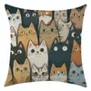 Funda de almohada de lino con estampado de gato de dibujos animados, nueva, para sofá, decoración, etiquetado, dropshipping, transfronterizo