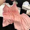Nuevo camisón de algodón nube con copas, conjunto de pijama de dos piezas, shorts sencillos de verano, ropa de casa transpirable