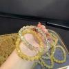 Pulsera de Hilo de Topacio con Semilla de Azúcar Natural y Osmanthus Anillo de Topacio con Flor Flotante