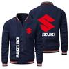 Jaqueta de Motocicleta de Madeira Bell Sports Casual com Zíper Cor Sólida Preta Fina Estilo Punk Japonês Padrão de Carro Roupa Masculina