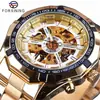 Aliexpress Forsining Reloj de Moda Europeo y Americano para Hombre Reloj Mecánico Automático Caja Dorada Esfera Interior Blanca Cara Blanca