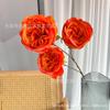 Flor Artificial 3 rosas Austin grandes rojo rosa Austin sala de bodas fila de piso pared de fondo flor decorativa
