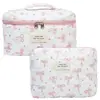 Bolsa Cosmética Portátil Grande Capacidade Floral Pequeno Armazenamento Algodão Acolchoado Portátil Flores Fofas Ins Viagem Estudantes