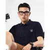 2026 Verano Talla Grande Hombre Estilo Retro Hong Kong Camisa Polo Top con Solapa Camiseta de Manga Corta Holgada Casual Media Manga