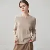 Suéter Feminino de Cashmere Gola Redonda Cor Sólida Quente Manga Longa Tricô Outono Inverno Novo Estilo Macio Aderente Amigo da Pele Pulôver Camada Base Roupa de Baixo
