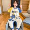 Pijama infantil de una pieza fino para niños temporada de verano bebé algodón ropa para el hogar caricatura niño aire acondicionado manga corta saco de dormir