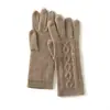 Luvas de Tricô de Caxemira Quentes para Outono e Inverno, Luvas de Dedo com Trançado em Blocos de Cor, Luvas Protetoras de Lã Jacquard Fofas de Cinco Dedos, Grossas
