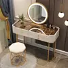 Tocador de Vidrio Templado 3C Estilo Ins para Dormitorio, Mesa de Maquillaje Minimalista Moderna, Almacenamiento de Lujo Ligero, Tocador para Apartamento Pequeño