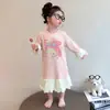 Bata Larga de Manga Larga para Niñas de Edad Media y Mayores, Vestido Delgado para Primavera y Otoño, Ropa de Casa Holgada para Niños, Pijama de Dibujos Animados para Usar Afuera