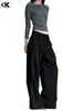Pantalones rectos de doble pinza estilo americano 11KN para hombre y mujer, corte holgado, marca de moda, tacto de alta gama, caída fluida, versátiles pantalones casuales de pierna ancha