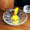 Prato de Frutas de Vidro de Cristal Medieval Folhas e Gotas de Orvalho Tigela de Sobremesa Suporte para Velas Prato de Salada Mini Prato de Cristal Prato