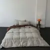Estilo Escovado Outono e Inverno ~ Conjunto de Quatro Peças de Capa de Edredom Listrada de Algodão, Luxo Acessível e Quarto Principal de Alto Padrão, Roupa de Cama Elegante Estilo Antigo