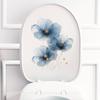 Calcomanía para tapa de inodoro con flores azules grandes, decoración de pared de vidrio para baño, pegatinas transfronterizas, venta al por mayor de flores