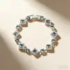 A Pulseira Quadrada de Diamante de Alta Qualidade de Gvc Ji é Simples e Luxuosa, Cheia de Diamantes, Pulseira de Cristal Azul Romboidal, um Presente para Sua Namorada