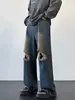 Suministro Directo de Fábrica Jeans Rotos de Mendigo para Hombre Verano Lavado Viejo Micro-Ram Pantalones Skinny Rectos Estilo Americano