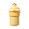 Vaso de Vidrio de Alta Apariencia para Niñas, Lindo Vaso con Popote 3D, Gran Capacidad, Botella de Agua Portátil Cruzada para Niños y Estudiantes